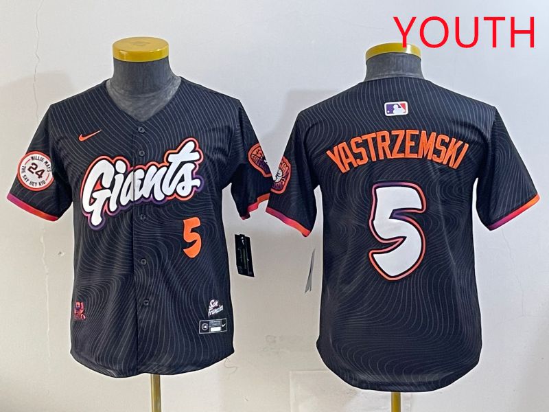Youth San Francisco Giants #5 Yastrzemski Black Joint Name 2025 Nike MLB Jersey style 33->youth mlb jersey->Youth Jersey